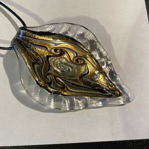 Blown Glass Pendant / Necklace - Gold Colour